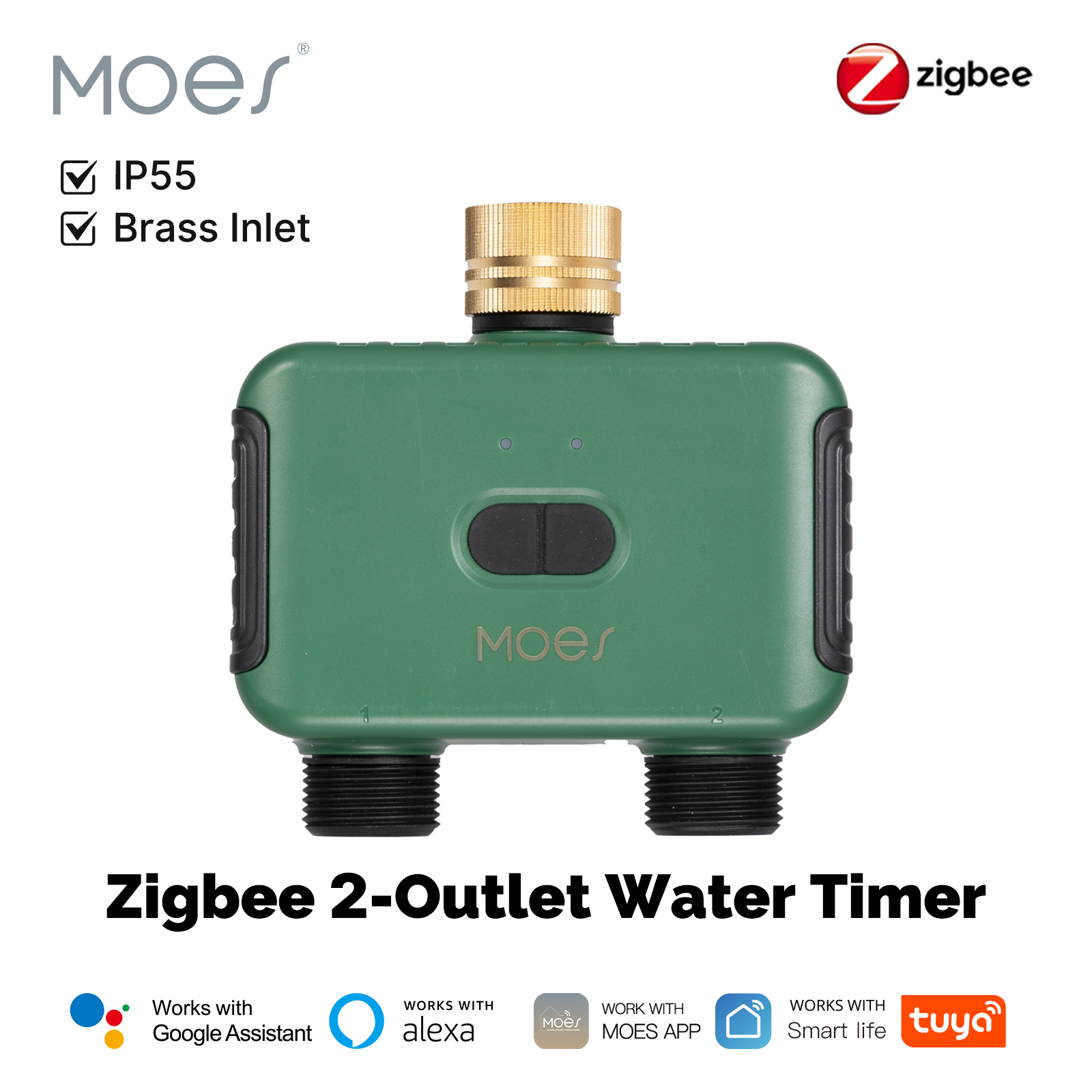 Smart Home Moes - MOES Tuya Smart ZigBee 2-Outlet Water