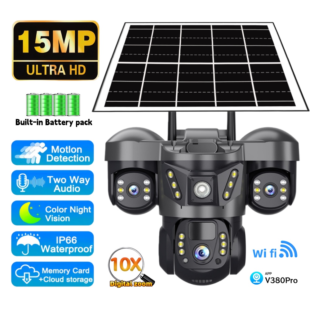 Smart Home Battery Camera - WIFI Security Solar Camera V380Pro Surveillance