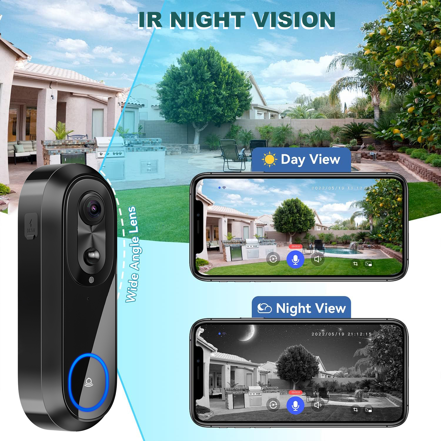 5G 2.4G WiFi Video Doorbell 10 - Smart Home Battery Camera avis et prix