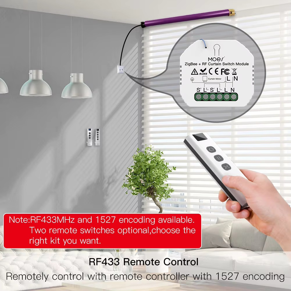 MOES ZigBee Smart RF433 Curtai - Smart Home Moes avis et prix