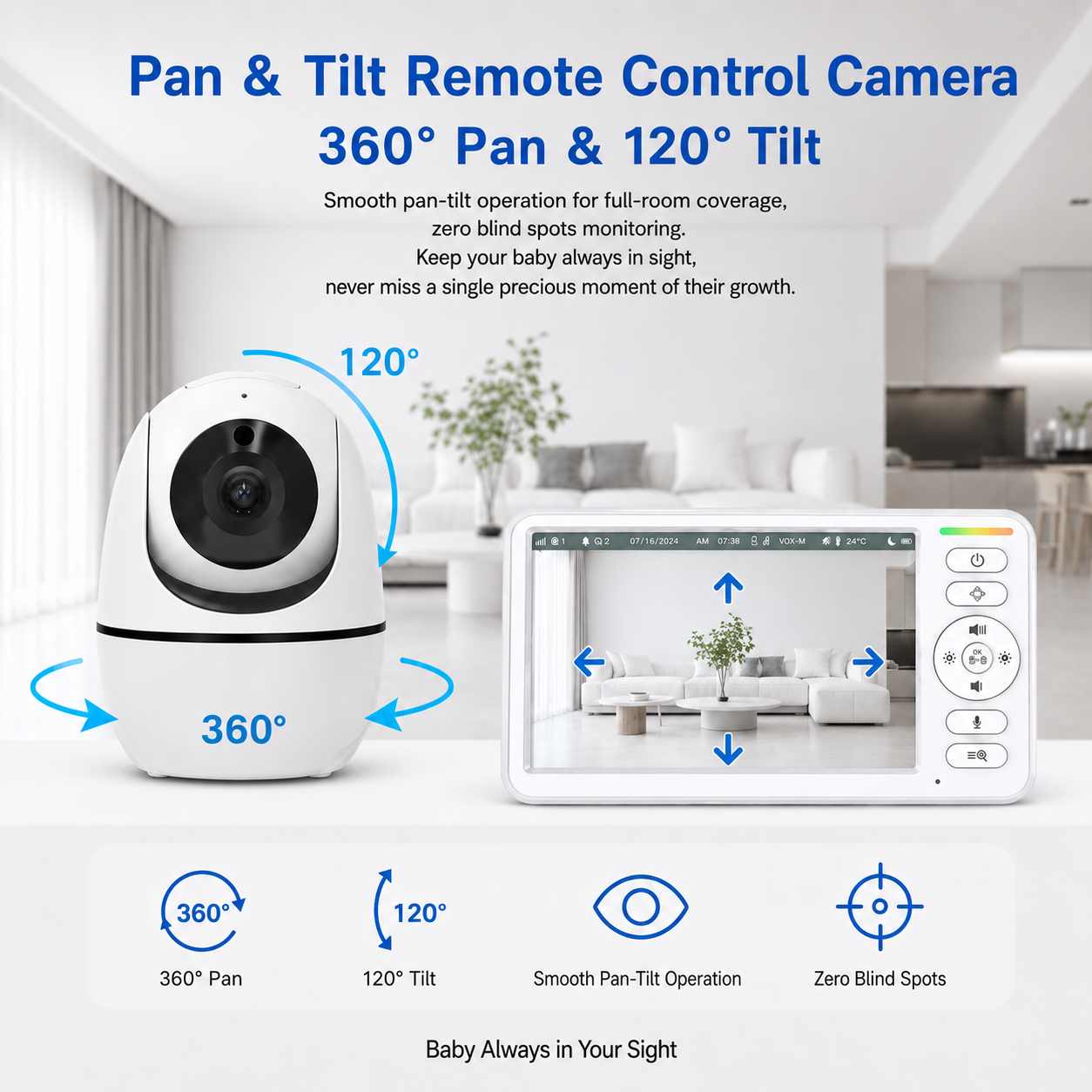 5 Inch Baby Monitor with PTZ C - Smart Home Europe avis et prix