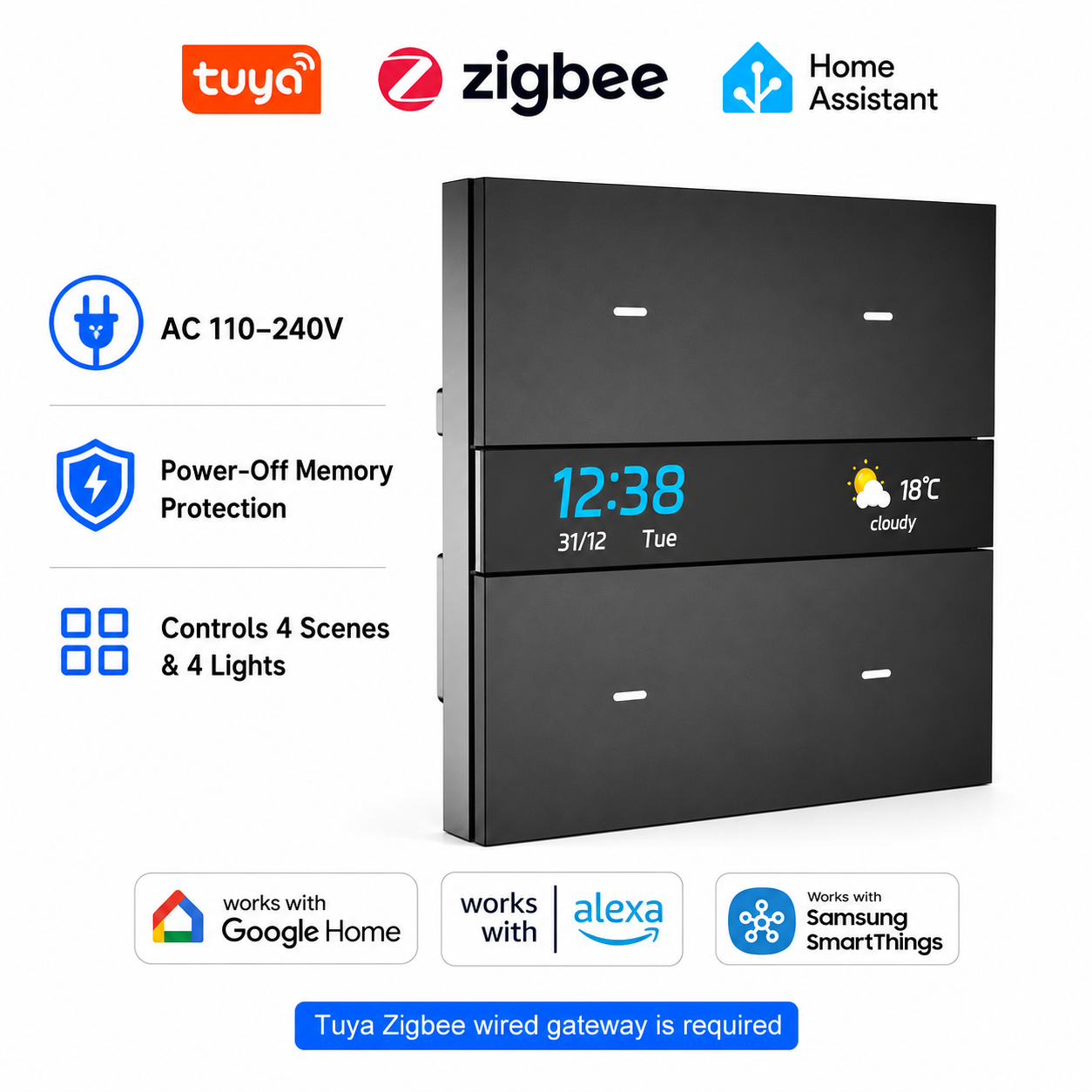 M8 pro Zigbee smart switch pan - Smart Home Display avis et prix
