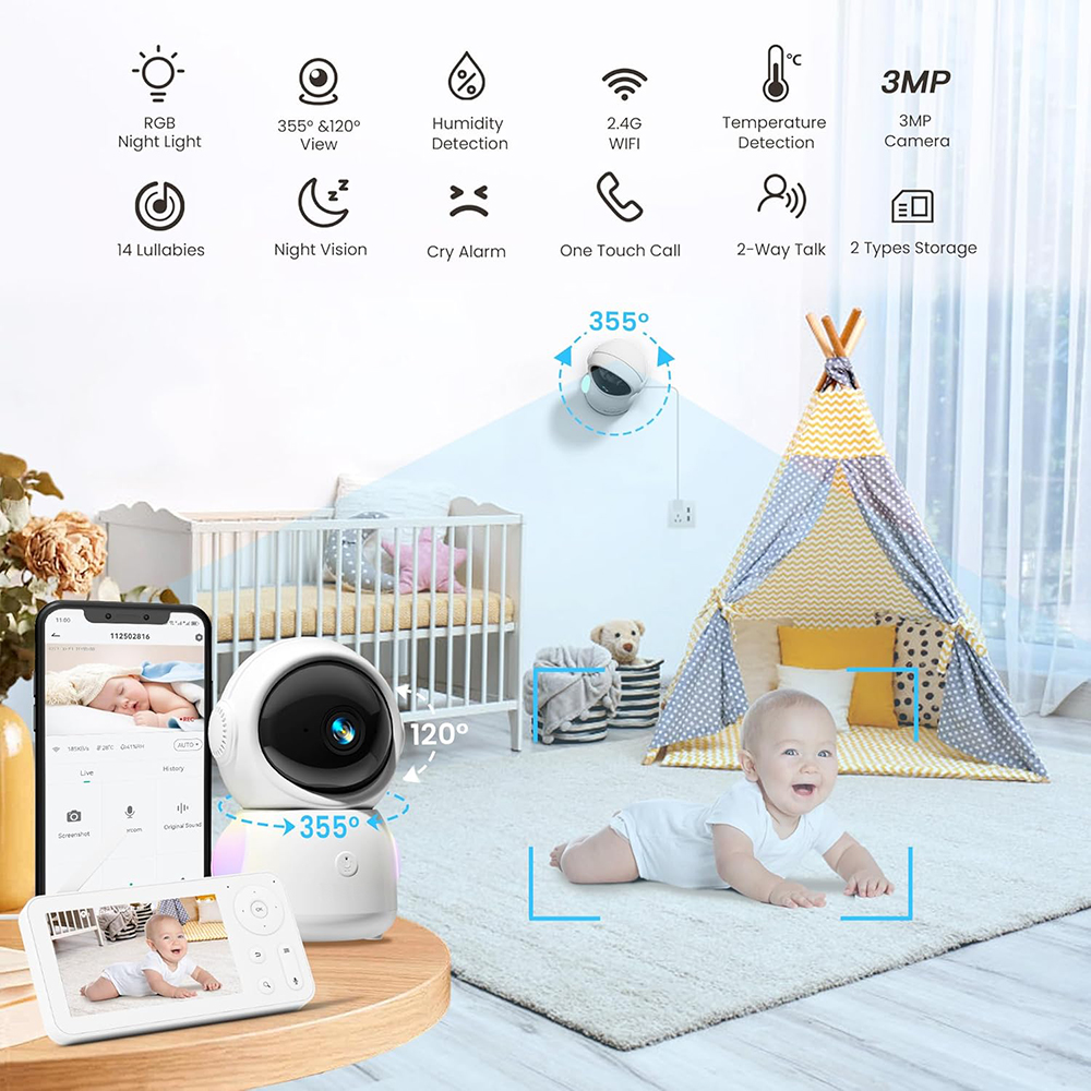 2K Baby Monitor with 2 Cameras - Smart Home Battery Camera avis et prix